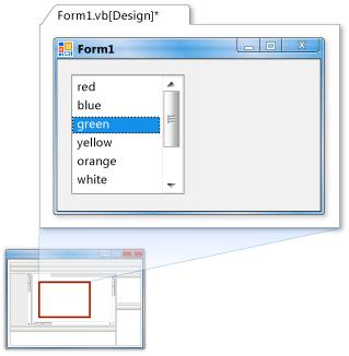شكل :23-4 عنصر التحكم ListBox يعرض أكثر من بند في آن واحد بينما يتميز عنصر