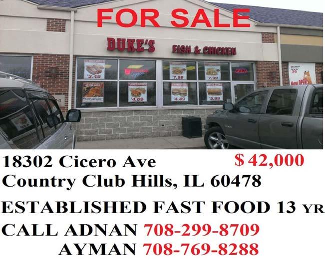 للبيع/ ديكيتر الينوي jj fish & chicken for sale, Decatur, IL 217 721 1159 joliet Automotive-Retail, Service 708-390-3030 Bridgeview