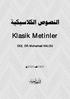 النصوص الكالسيكية Klasik Metinler DOÇ. DR. Mohamed KALOU م ه